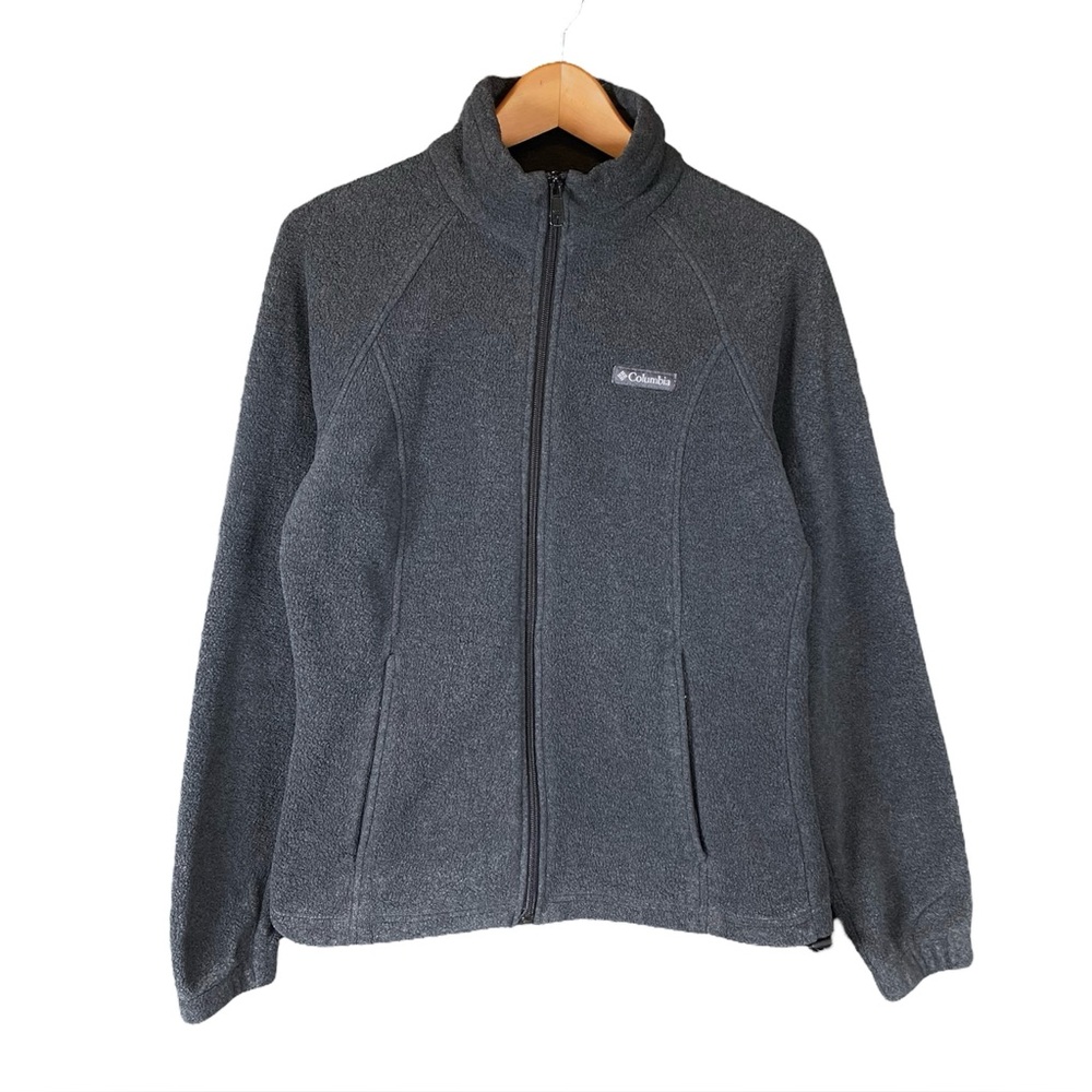 Columbia Jacket Women’s Size Medium Charcoal Gray Zip Up Mock Neck Fleece Coat M